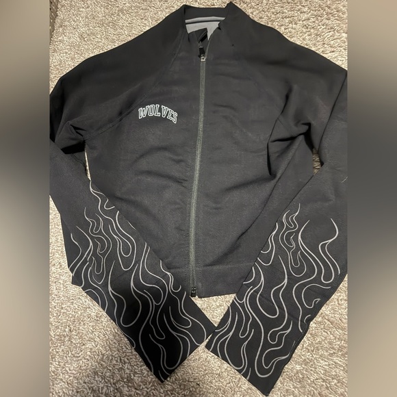 Darc Sport Tops - Darc Sport Black Long Sleeve Tee with White Flames